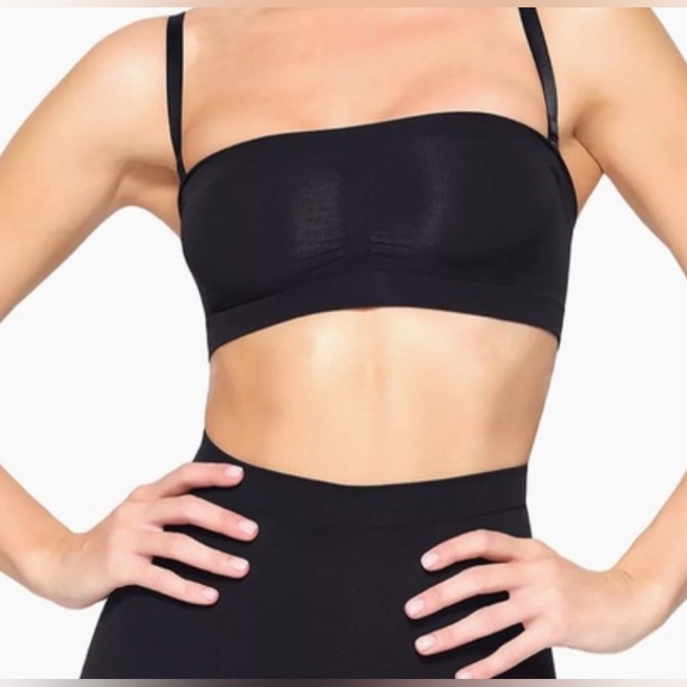 SKIMS Black Bandeau with Straps Small